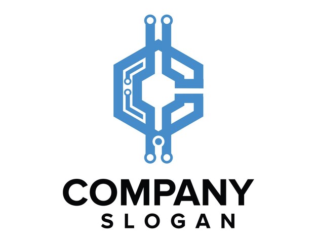 vector de logotipo de conexión de tecnología letra C