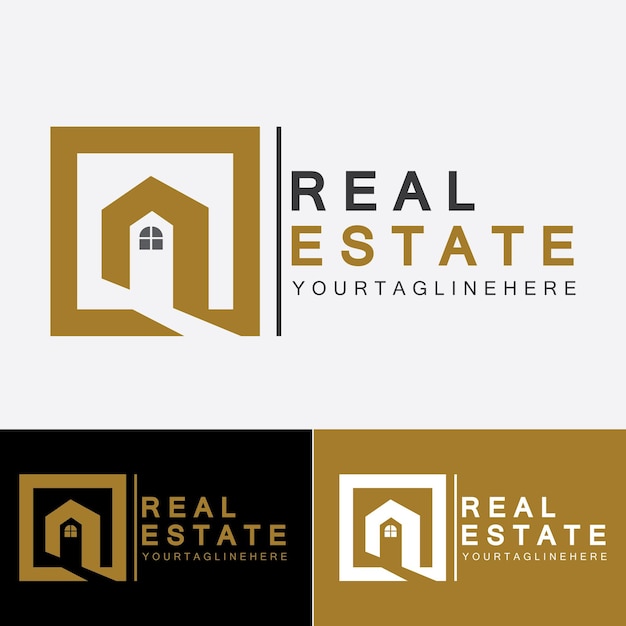 Vector de logotipo de construcción y desarrollo inmobiliario de plantilla de logotipo de empresa inmobiliaria