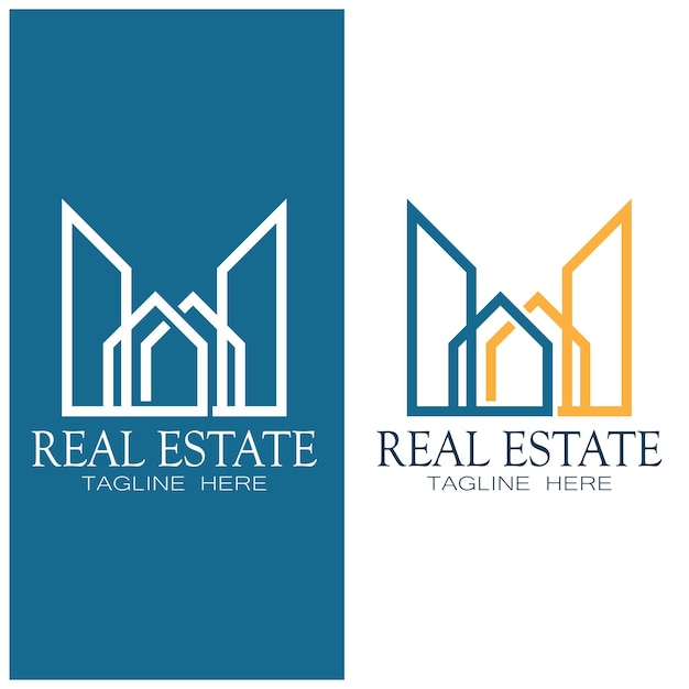 Vector de logotipo de construcción y desarrollo inmobiliario de plantilla de logotipo de empresa inmobiliaria