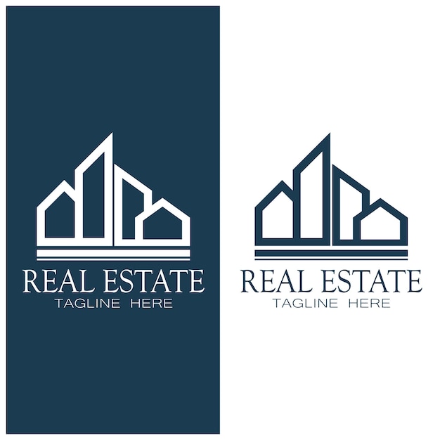 Vector de logotipo de construcción y desarrollo inmobiliario de plantilla de logotipo de empresa inmobiliaria