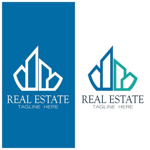 Vector de logotipo de construcción y desarrollo inmobiliario de plantilla de logotipo de empresa inmobiliaria