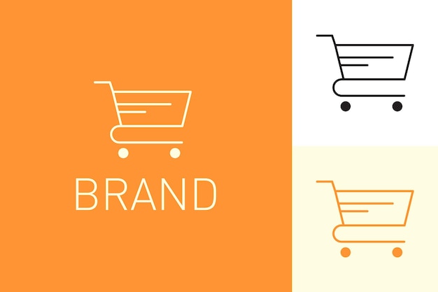 Vector de logotipo del contorno del carrito de compras minimalista