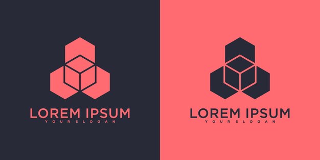 Vector de logotipo de cubo creativo con forma única Vector Premium