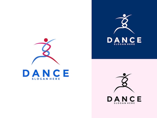 Vector de logotipo de danza de personas abstractas plantilla de logotipo colorida de personas que bailan