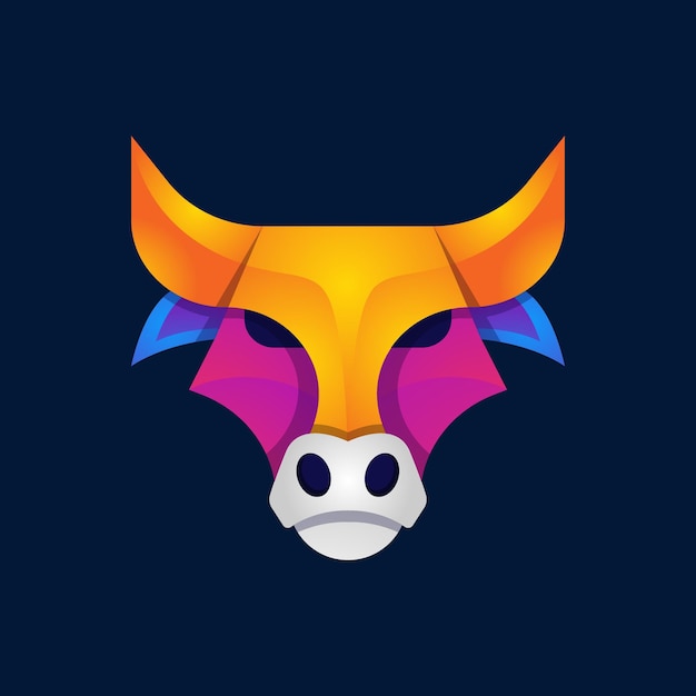 Vector de logotipo degradado colorido cabeza de toros