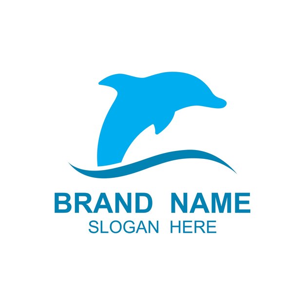 Vector del logotipo de delfines con posición de salto. Este logotipo es adecuado para empresas de viajes y aventuras.