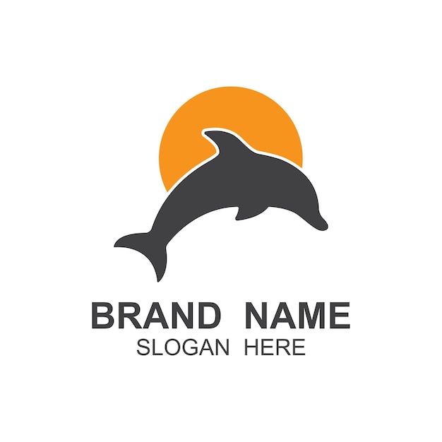 Vector del logotipo de delfines con posición de salto. Este logotipo es adecuado para empresas de viajes y aventuras.
