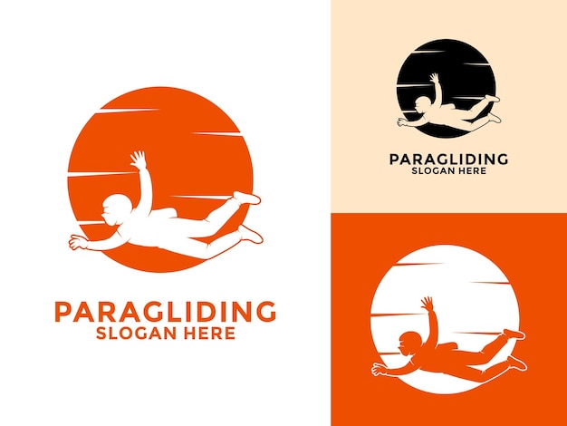 Vector de logotipo de deportes de vuelo en parapente Alta Aventura plantilla de diseño de logotipo en parapentes