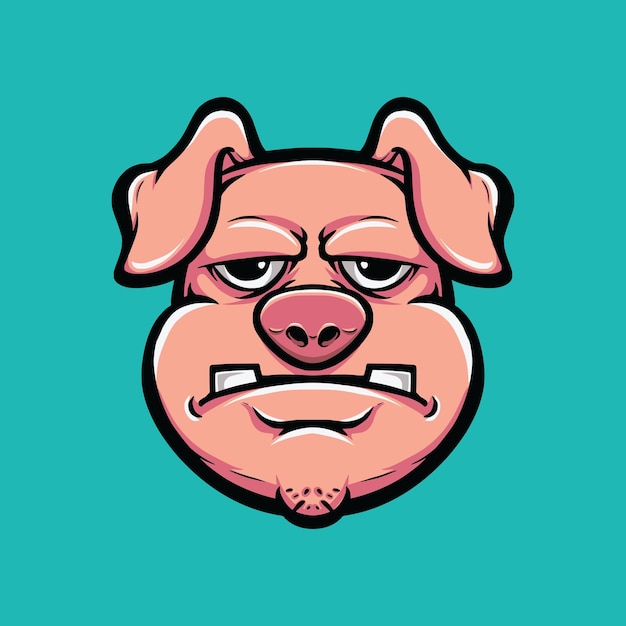 Vector de logotipo de dibujos animados de cabeza de cerdo jpg