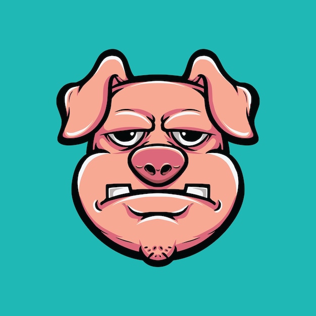 Vector de logotipo de dibujos animados de cabeza de cerdo jpg
