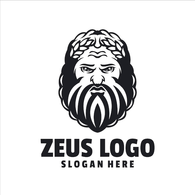 Vector vector de logotipo de dibujos animados enojado de zeus