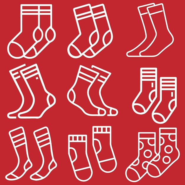 Vector de logotipo de diferentes tipos de pares de calcetines