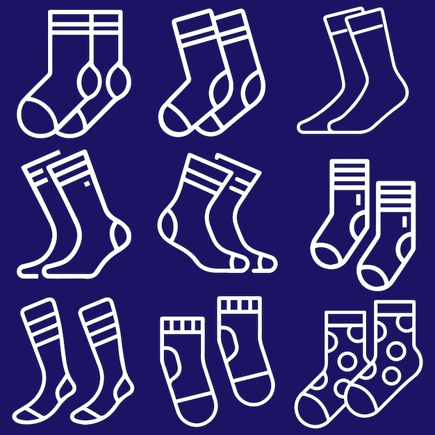 Vector de logotipo de diferentes tipos de pares de calcetines