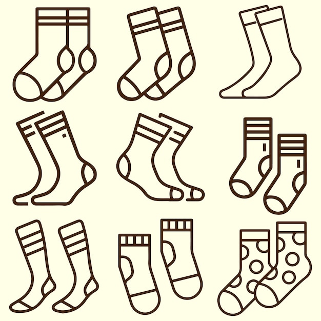 Vector de logotipo de diferentes tipos de pares de calcetines