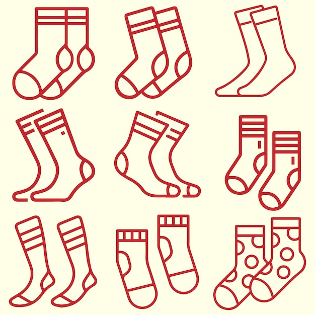 Vector de logotipo de diferentes tipos de pares de calcetines