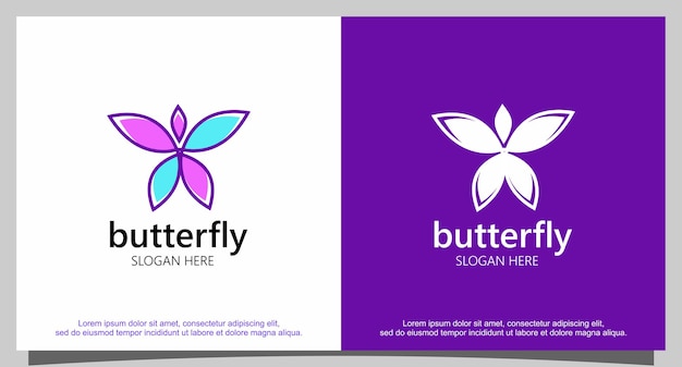 Vector de logotipo de diseño de mariposa colorida