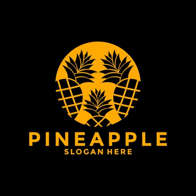 Vector de logotipo de diseño de producto orgánico de piña plantilla de logotipo de icono de piña