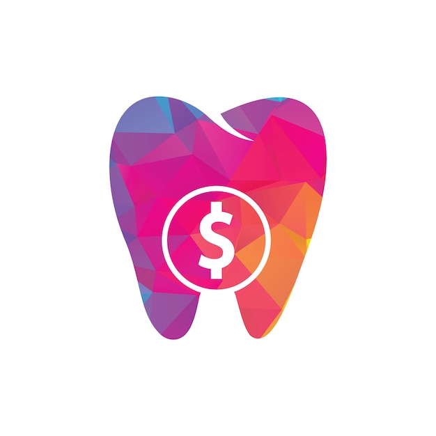Vector del logotipo del dólar dental Ícono del vector del diente y de la moneda del dólar