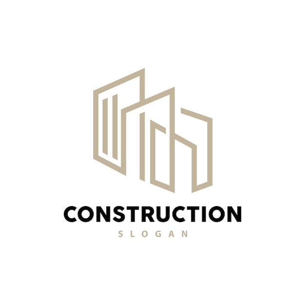 Vector de logotipo de edificio para construcción de edificios Diseño de línea simple premium