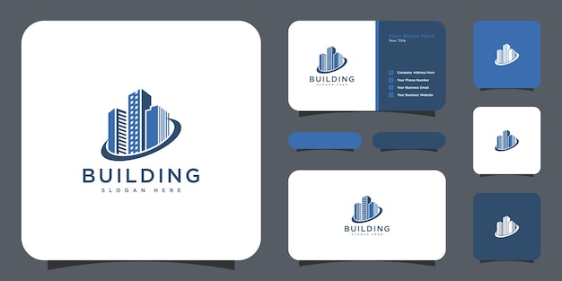 Vector de logotipo de edificio y diseño de tarjeta de visita