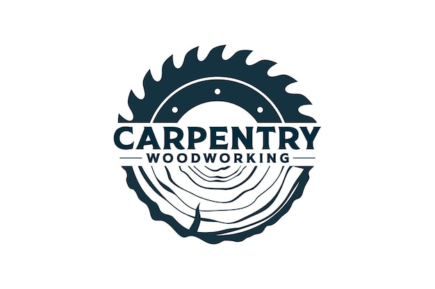 Vector de logotipo de emblema de aserradero para carpintería carpintería servicio de aserradero de leñadores