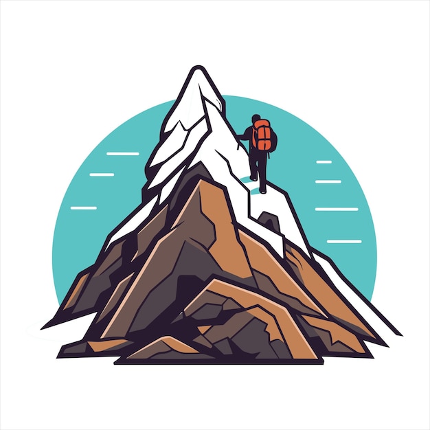 Vector de logotipo de escalada de montaña y senderismo