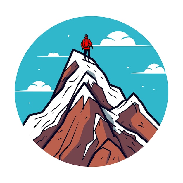 Vector de logotipo de escalada de montaña y senderismo