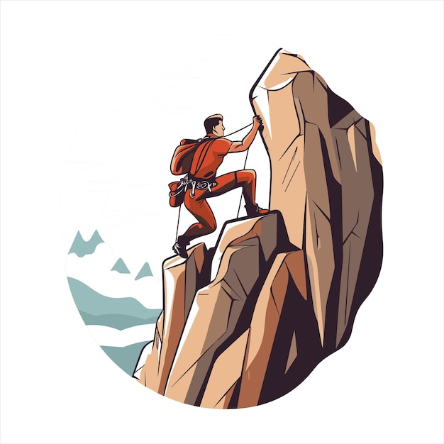 Vector de logotipo de escalada de montaña y senderismo