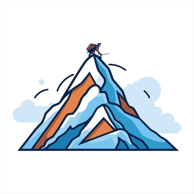 Vector de logotipo de escalada de montaña y senderismo