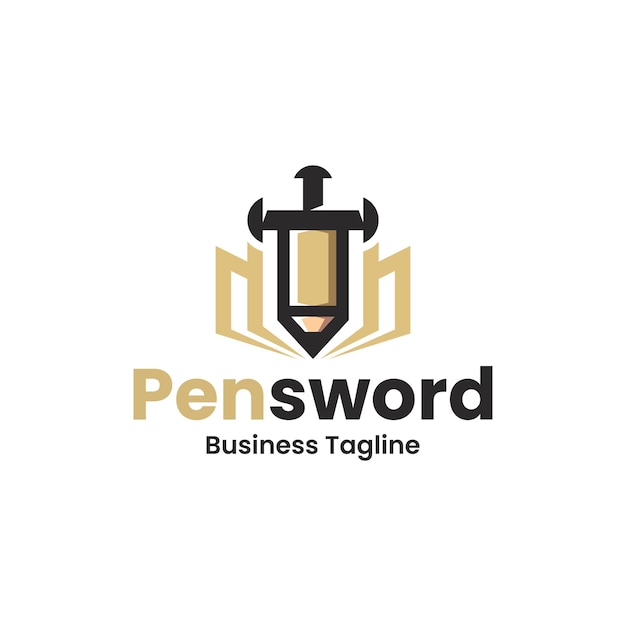 Vector del logotipo de la espada de lápiz creativa