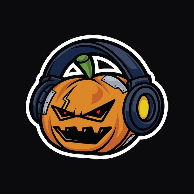 Vector de logotipo de esports de auriculares de calabaza