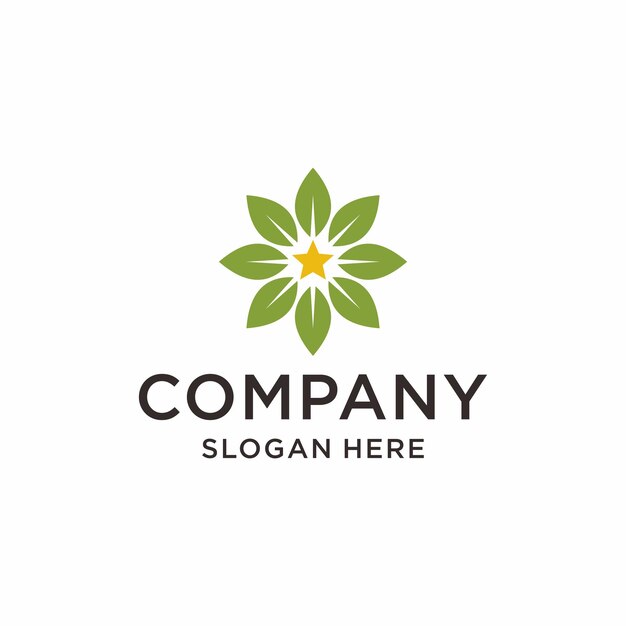 Vector de logotipo de estrella de naturaleza plana