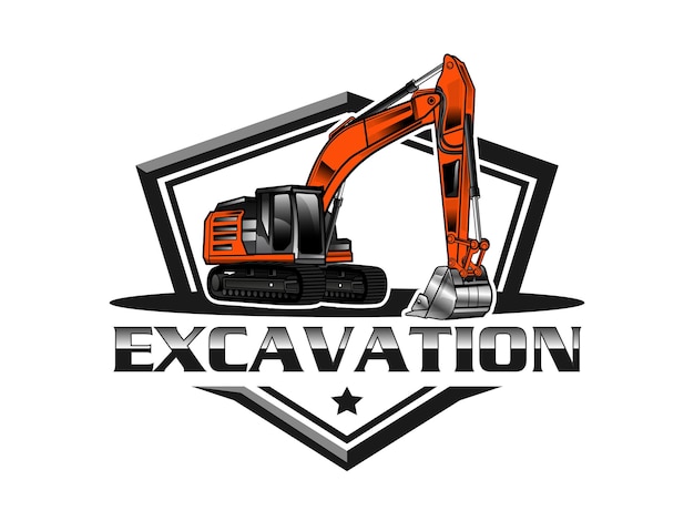 Vector del logotipo de la excavadora naranja