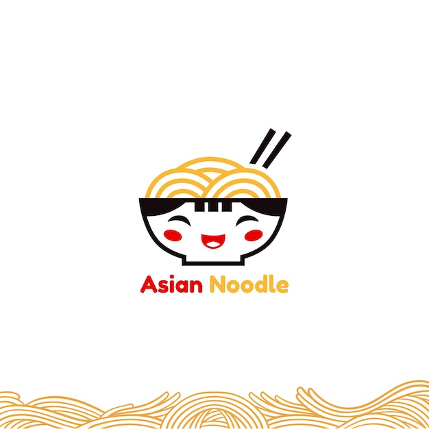 Vector del logotipo de los fideos de las chicas asiáticas