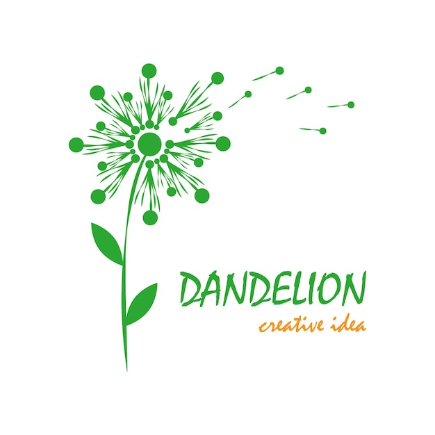 Vector de logotipo de flor de diente de león y plantilla de símbolo