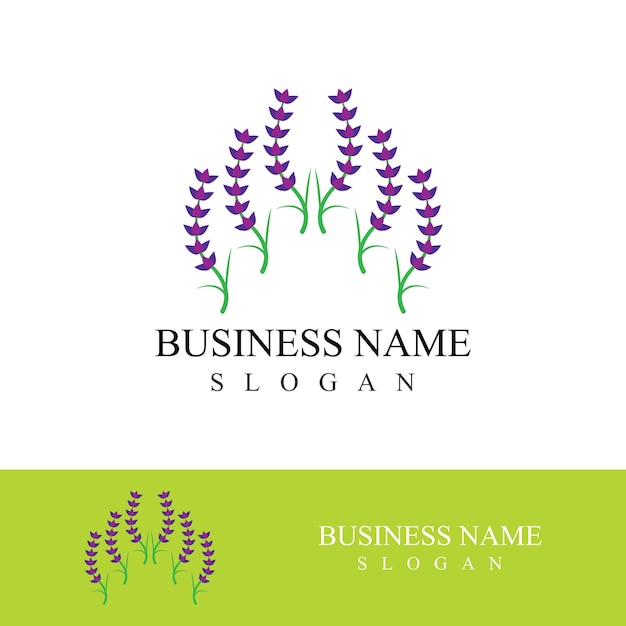 Vector de logotipo de flor de lavanda fresca