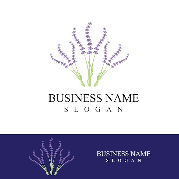 Vector de logotipo de flor de lavanda fresca
