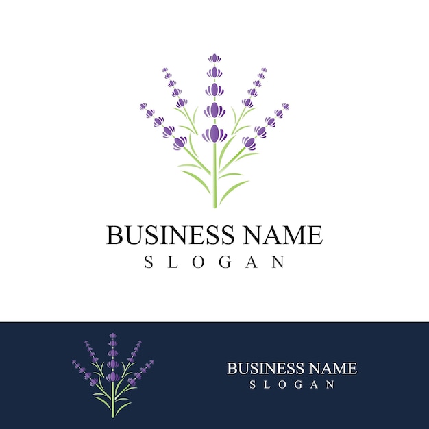 Vector de logotipo de flor de lavanda fresca