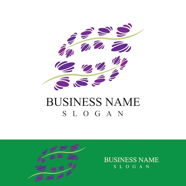 Vector de logotipo de flor de lavanda fresca