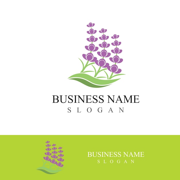 Vector de logotipo de flor de lavanda fresca