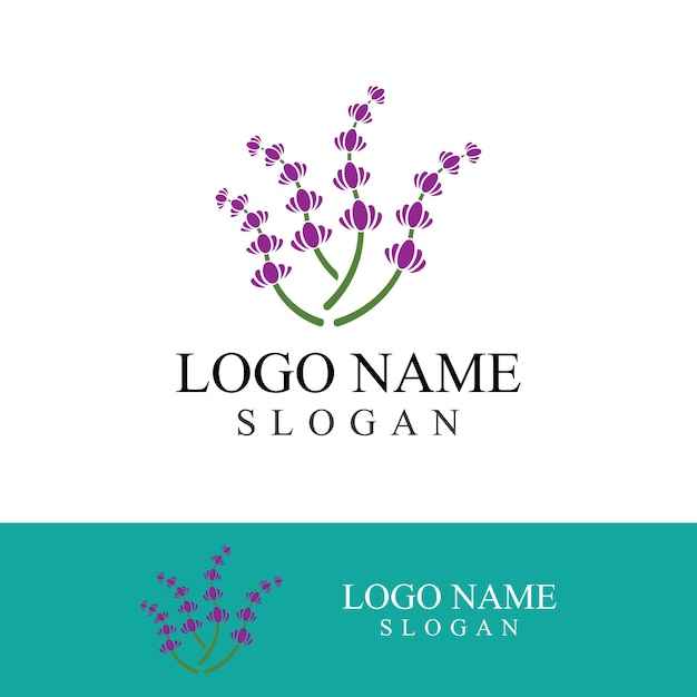 Vector de logotipo de flor de lavanda fresca