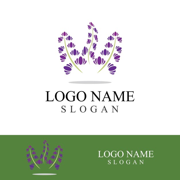 Vector de logotipo de flor de lavanda fresca