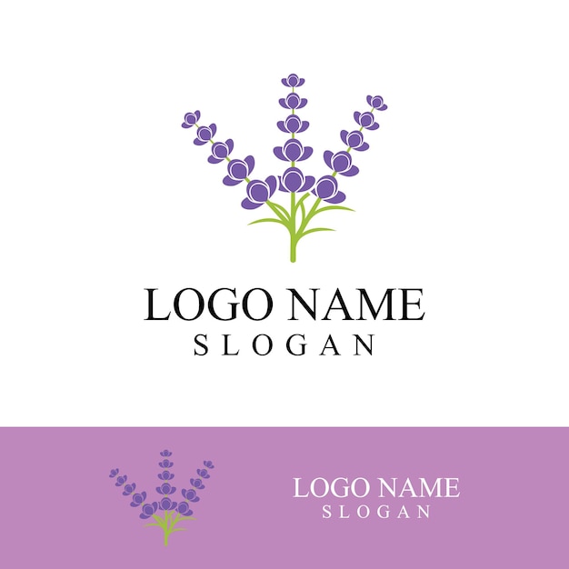 Vector de logotipo de flor de lavanda fresca