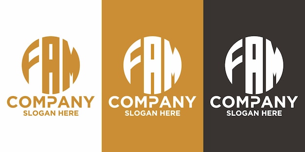 vector de logotipo de forma inicial de tres letras FAM
