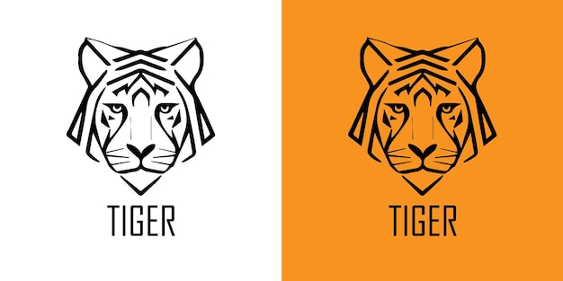 Vector de logotipo geométrico de cabeza de tigre. Diseño de tatuaje de cabeza de tigre. Ilustración vectorial de tigre.