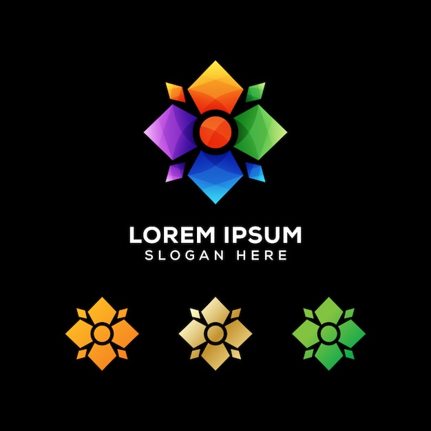 vector de logotipo geométrico de flores coloridas