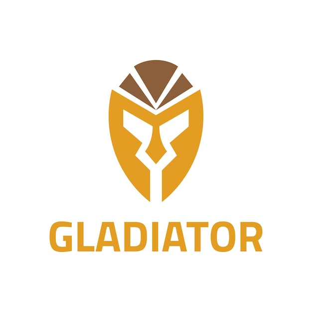 Vector de logotipo de gladiador con estilo de color amarillo y marrón plano