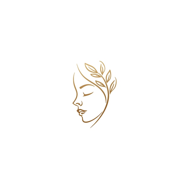 Vector del logotipo de la hoja ecológica cara de la hoja de la mujer