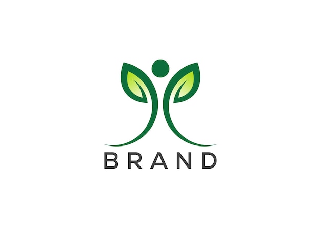 Vector del logotipo del hombre de la hoja orgánica Vector del logotipo del hombre de la naturaleza y la vida ecológica Plantilla vectorial del diseño del logotipo del cuidado de la salud
