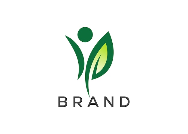 Vector del logotipo del hombre de la hoja orgánica Vector del logotipo del hombre de la naturaleza y la vida ecológica Plantilla vectorial del diseño del logotipo del cuidado de la salud
